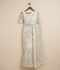 Offwhite sequin net saree