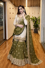 Olive Green Tilla Gharara