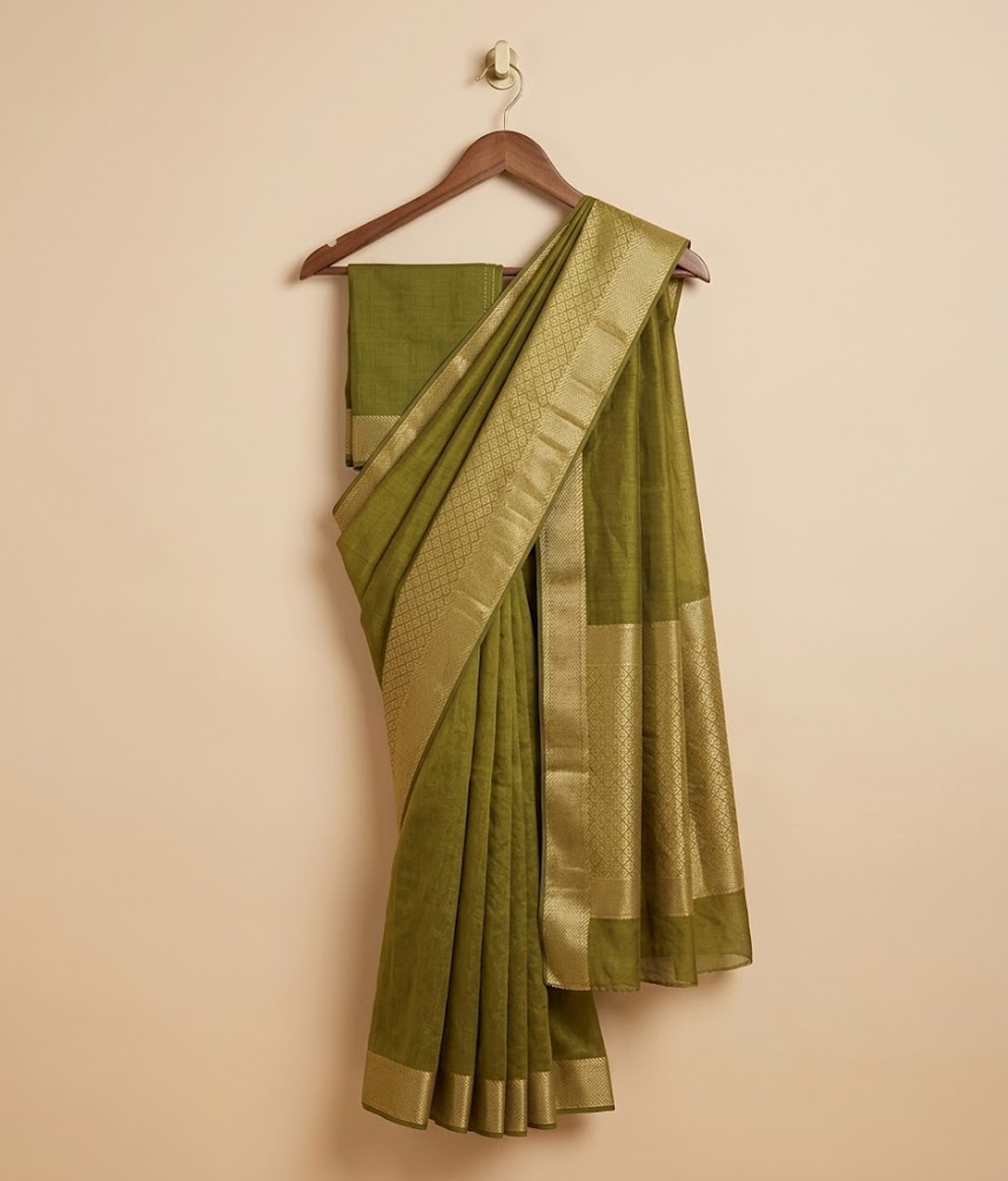 Olive Banarsi saree