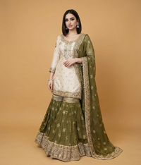 Olive Green Tilla Gharara