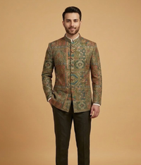 Olive Mulit-Block Jamawar Dulha House