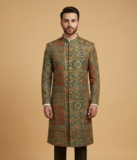 Olive Mulit-Block Jamawar Dulha House