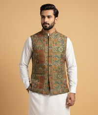 Olive Mulit-Block Jamawar Dulha House