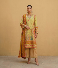 Olive Mustard Zardozi & Resham Embroidered Culotte Suit