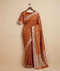 Orange Banarsi saree