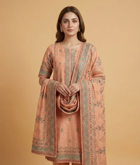 Orange Raw Silk 2 Piece Shirt and Dupatta