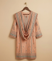 Orange Raw Silk 2 Piece Shirt and Dupatta
