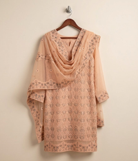 Pale Orange Chiffon 2 Piece Shirt and Dupatta