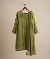 Parrot Green Chiffon 2 Piece Shirt and Dupatta