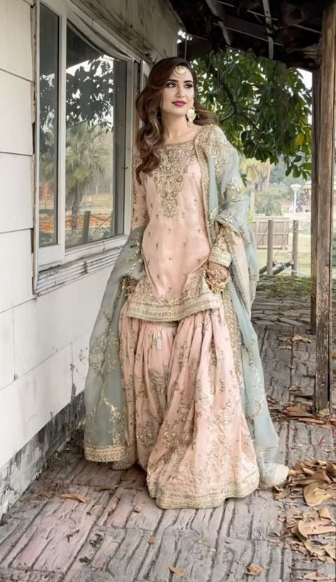 Pastel Pink Zardozi Gharara