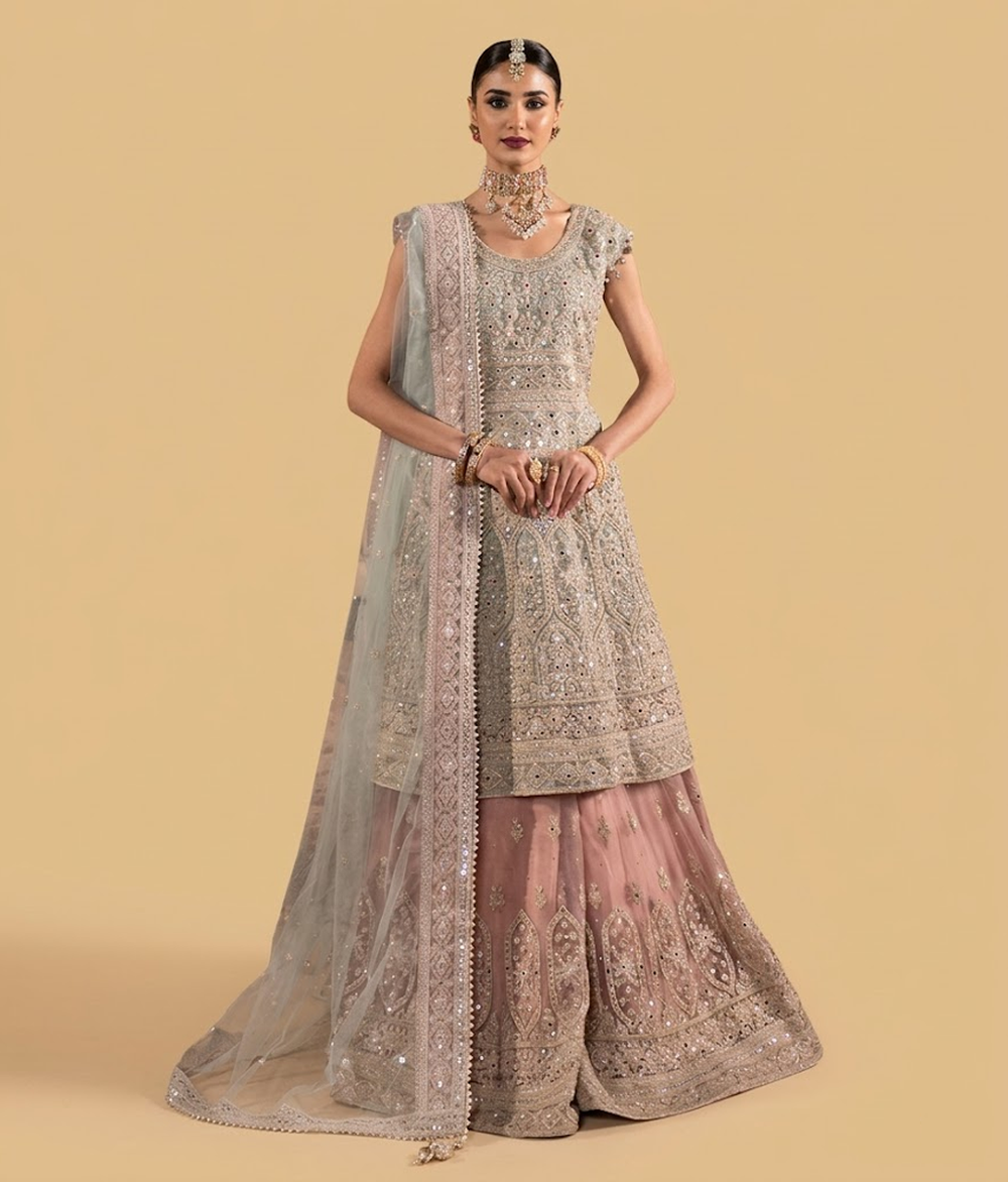 Pastel Mint Embellished Gharara