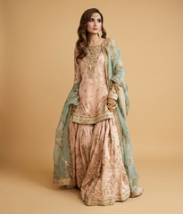 Pastel Pink Zardozi Gharara