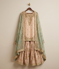 Pastel Pink Zardozi Gharara