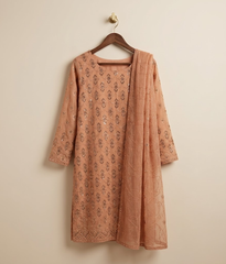 Peach Chiffon 2 Piece Shirt and Dupatta