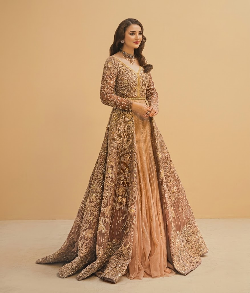 Peach Net Layered Maxi