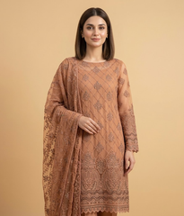Peach Orange Chiffon 2 Piece Shirt and Dupatta