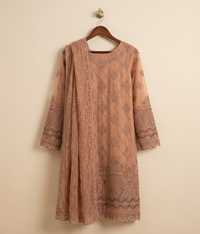 Peach Orange Chiffon 2 Piece Shirt and Dupatta