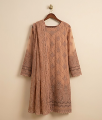 Peach Orange Chiffon 2 Piece Shirt and Dupatta