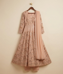 Peach Pink Chiffon 2 Piece Shirt and Dupatta