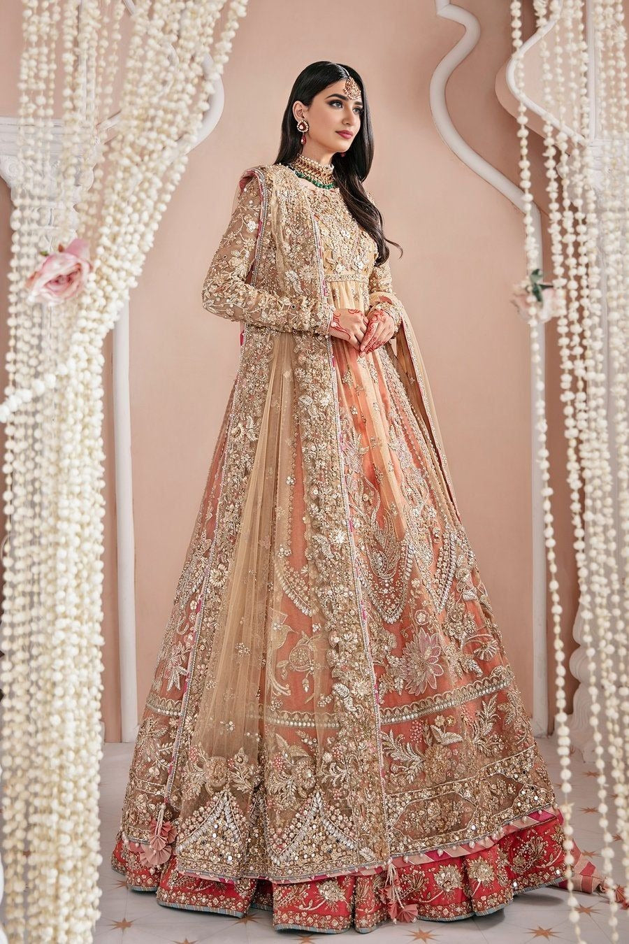 Peach Zardozi Maxi