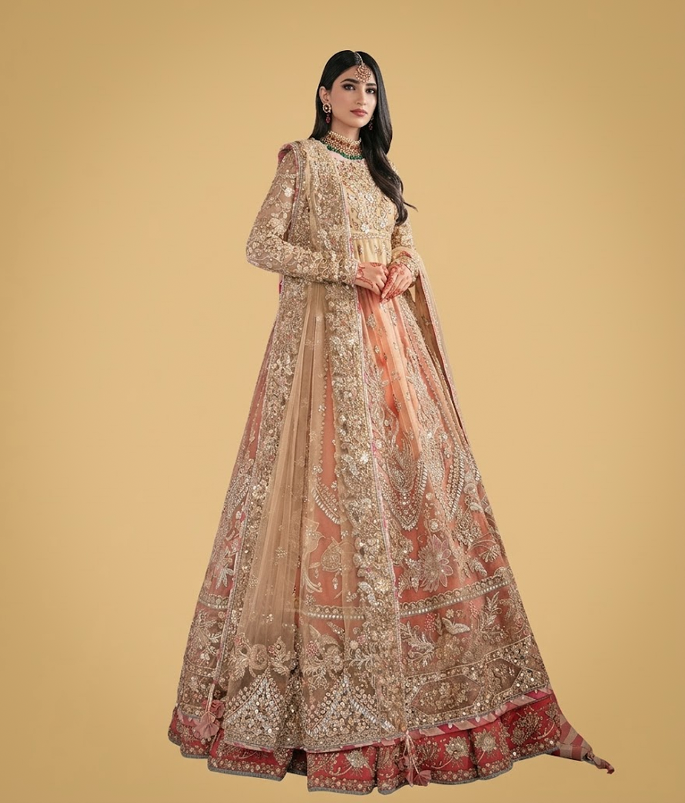 Peach Zardozi Maxi
