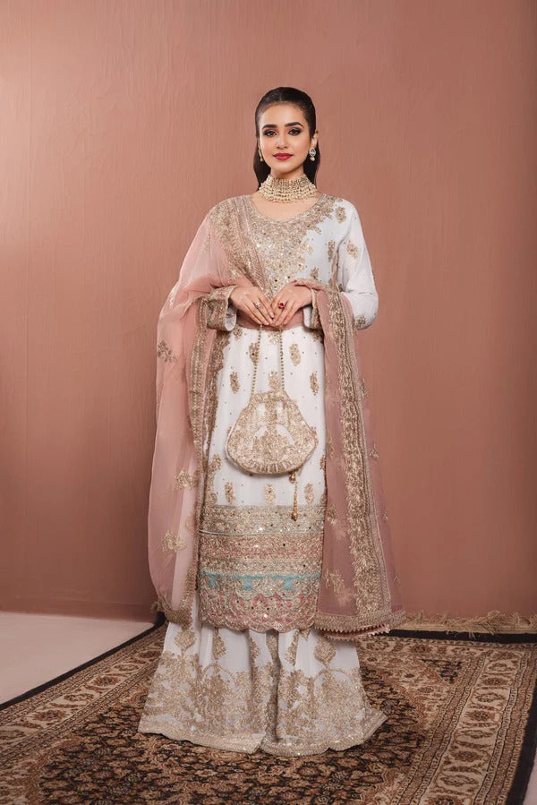 Pearl White Vasli Gharara
