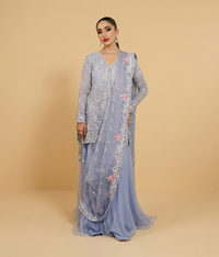 Periwinkle Blue Pastel Tilla & Pearl Worked Gharara Suit