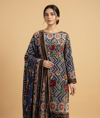 Periwinkle Blue floral Palachi 2 Piece Shirt and Dupatta