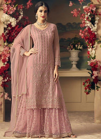 Pink Net Sequin Gharara