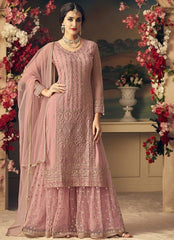 Pink Net Sequin Gharara