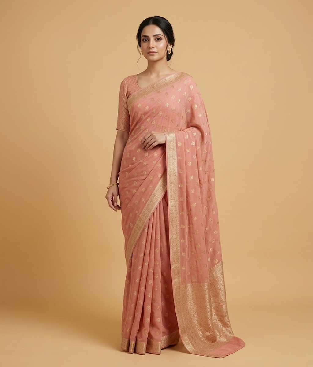Pink Banarsi saree