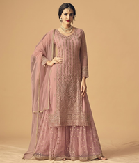 Pink Net Sequin Gharara