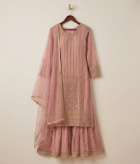 Pink Net Sequin Gharara