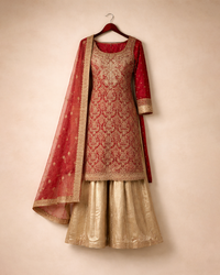 Pink and gold gharara set