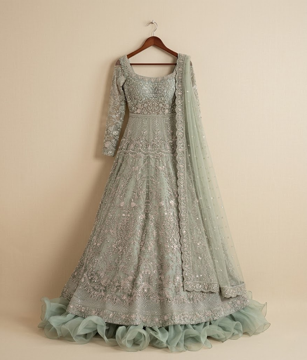 Pistachio Dream Hand-Embellished Maxi