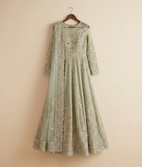 Pistachio Zardozi Embroidered Maxi