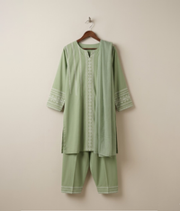 Pistachio cotton 3 piece suit