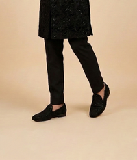 Plain Black Sequin Work Dulha Boots