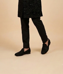 Plain Black Sequin Work Dulha Boots