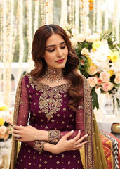 Plum Burgundy Gold Vasli & Mukesh Detailed Gharara