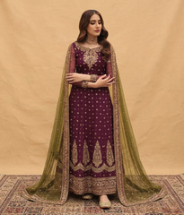 Plum Burgundy Gold Vasli & Mukesh Detailed Gharara