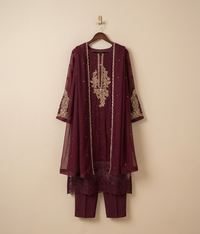 Plum Georgette Tilla Kurta