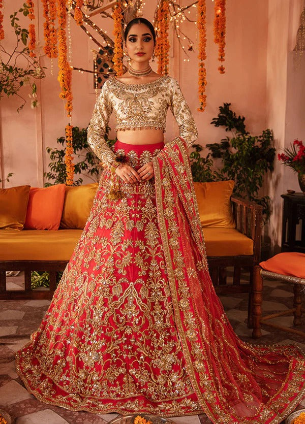 Poppy Red Vasli & Tilla Detailed Lehnga Choli