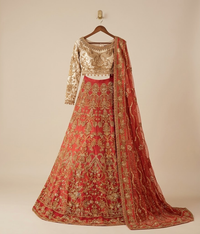 Poppy Red Vasli & Tilla Detailed Lehnga Choli