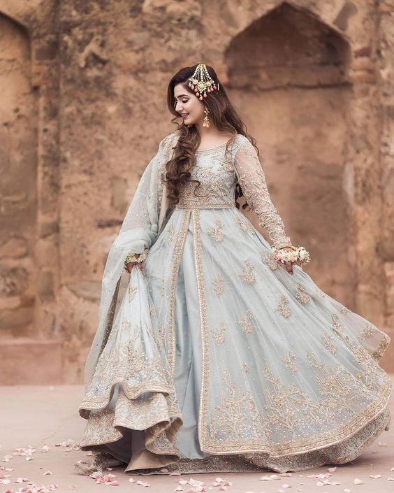 Powder Blue Resham Maxi