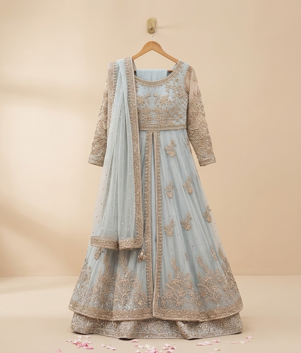 Powder Blue Resham Maxi