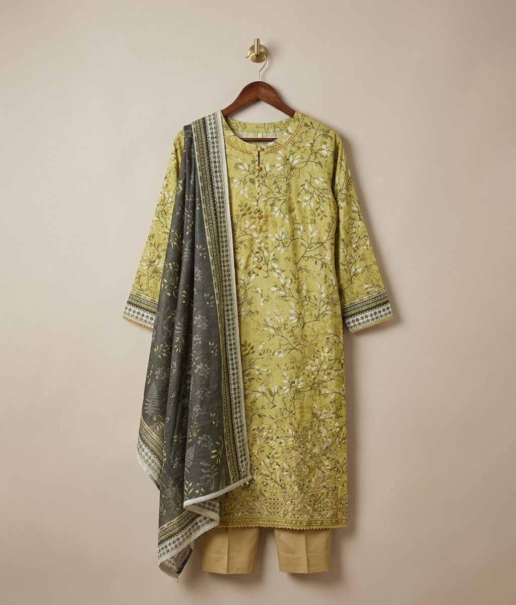 Printed Lawn with Light embroidery