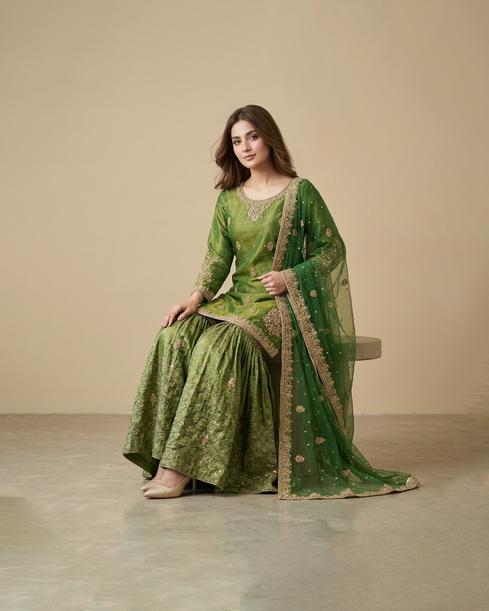 Raw Silk embellished Gharara