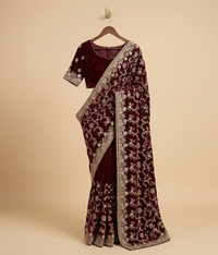 Red Tilla Mesh Silk Saree