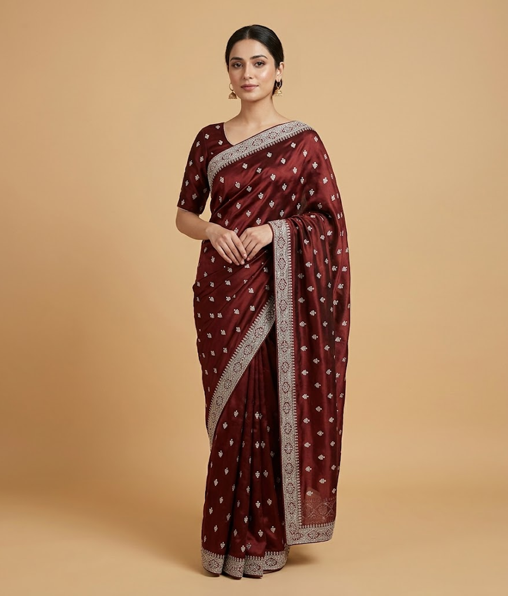 Red Butti Silk Saree